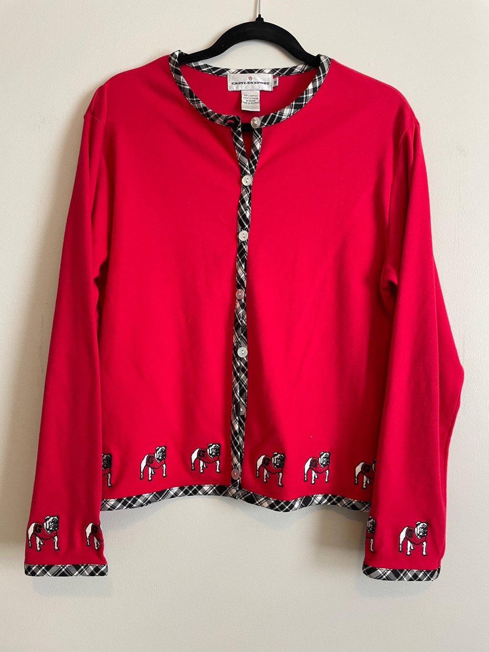 Castles Sport  Cartón Bulldog Trim Red Women's Cardigan Jacket